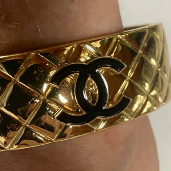 Vintage Chanel Quilted Bangle Bracelet - Picture 1 of 7
